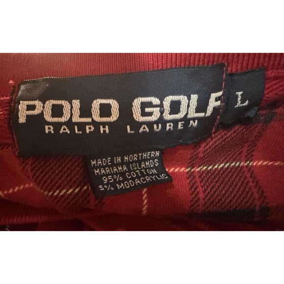 Vtg 90s Polo Ralph Lauren Golf Mens Sz Large Red Black Tartan Plaid Knit Vest - Picture 4 of 5
